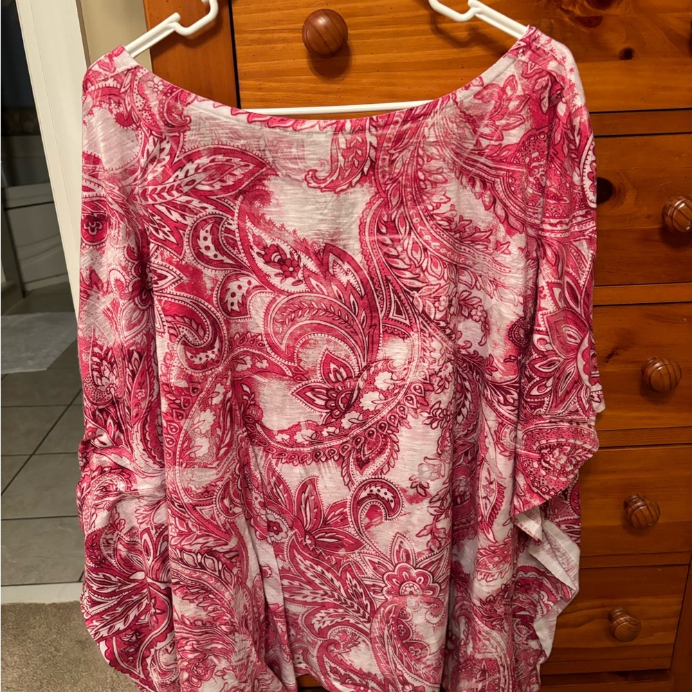 Cato Plus Size Pink Patterned Butterfly Style Blouse womens 26/28 - Picture 3 of 6
